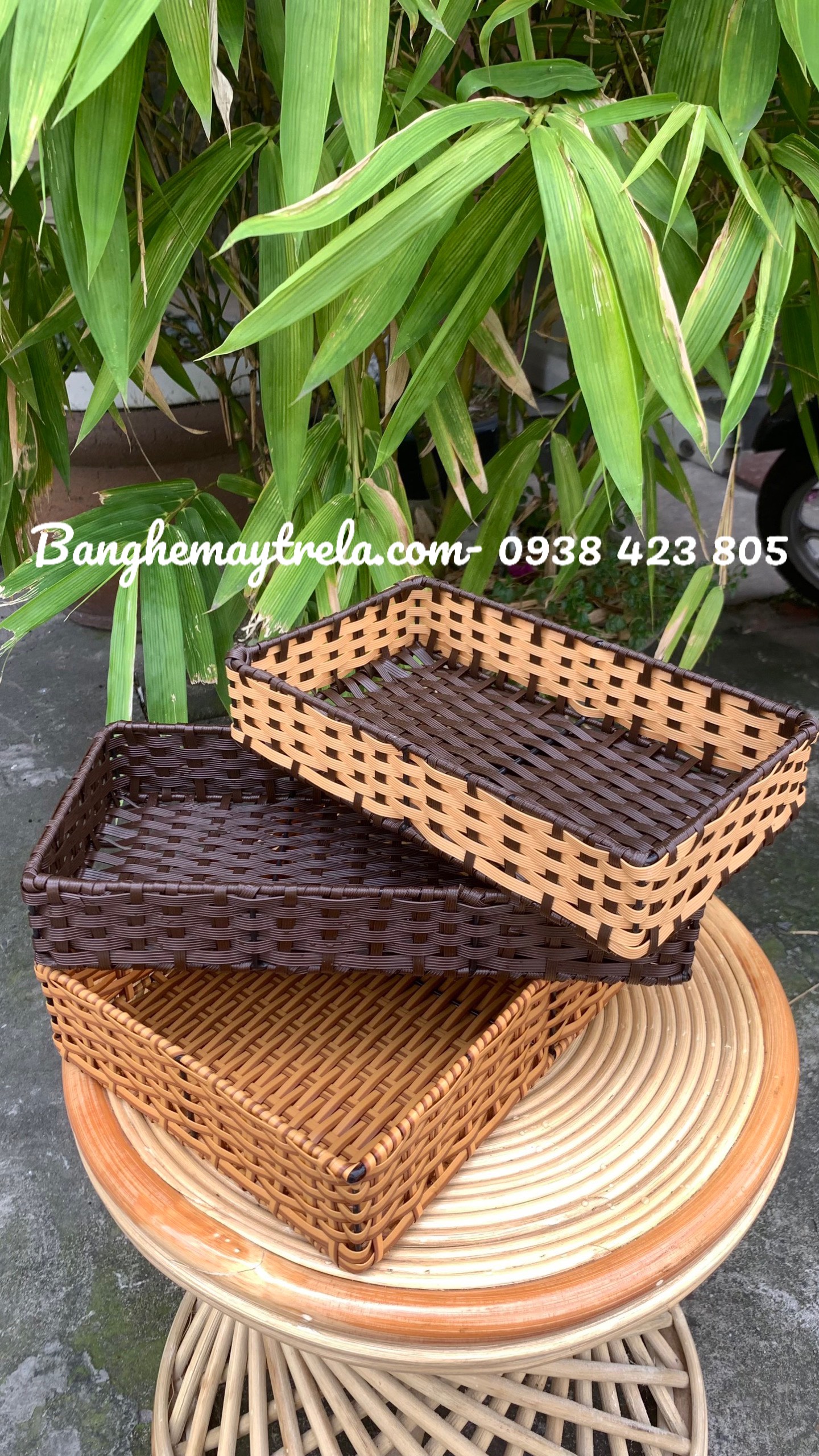 Khay đựng đồ dùng mây nhựa